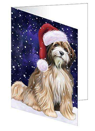 Let It Snow Christmas Happy Holidays Tibetan Terrier Dog Handmade Artwork Assorted Pets Greeting Cards and Note Cards with Envelopes for All Occasions and Holiday Seasons GCD940