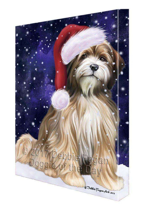 Let It Snow Christmas Happy Holidays Tibetan Terrier Dog Print on Canvas Wall Art CVS612