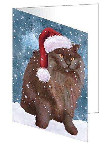 Let It Snow Christmas Happy Holidays Tiffany Cat Handmade Artwork Assorted Pets Greeting Cards and Note Cards with Envelopes for All Occasions and Holiday Seasons GCD950