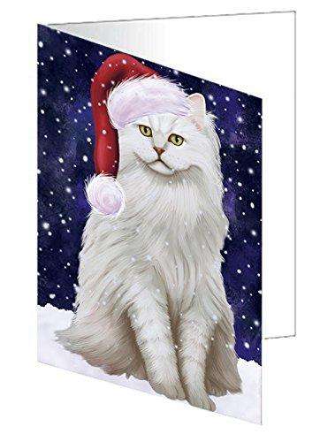 Let It Snow Christmas Happy Holidays Tiffany Cat Handmade Artwork Assorted Pets Greeting Cards and Note Cards with Envelopes for All Occasions and Holiday Seasons GCD955