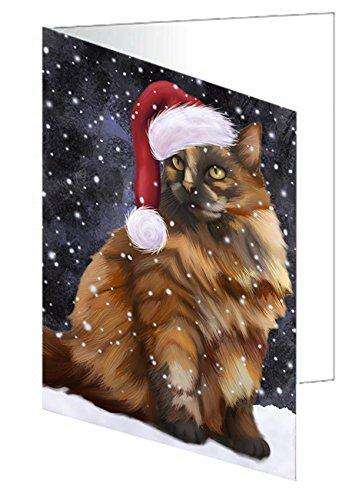 Let It Snow Christmas Happy Holidays Tortoiseshell Cat Handmade Artwork Assorted Pets Greeting Cards and Note Cards with Envelopes for All Occasions and Holiday Seasons GCD960