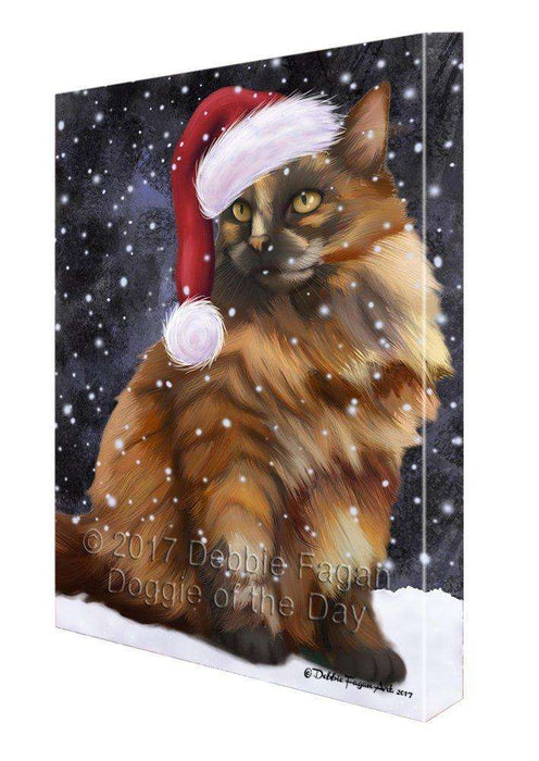 Let It Snow Christmas Happy Holidays Tortoiseshell Cat Print on Canvas Wall Art CVS648