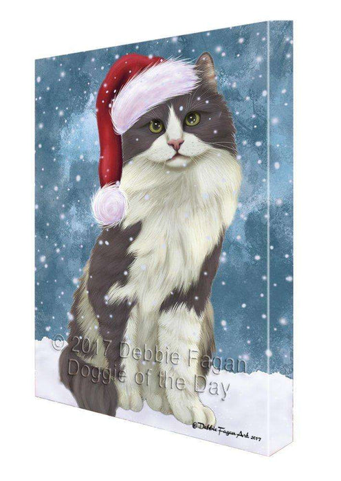 Let It Snow Christmas Happy Holidays Turkish Angora Cat Print on Canvas Wall Art CVS657