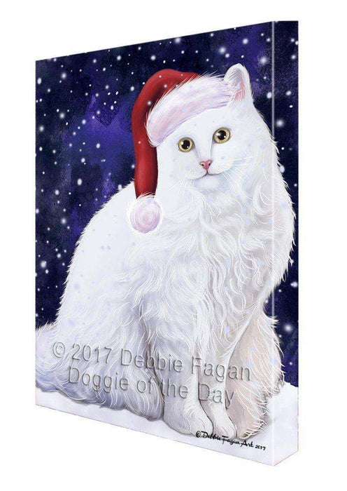 Let It Snow Christmas Happy Holidays Turkish Angora Cat Print on Canvas Wall Art CVS666