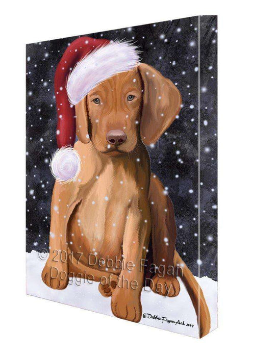 Let It Snow Christmas Happy Holidays Vizsla Puppy Print on Canvas Wall Art CVS684