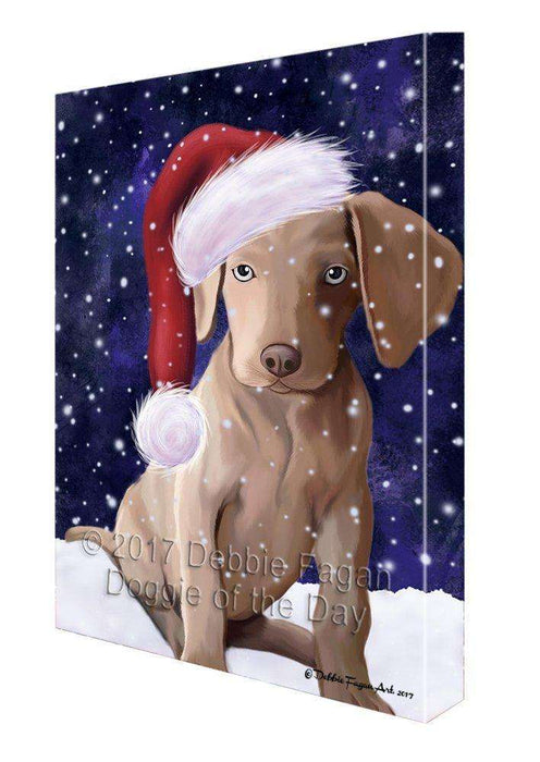 Let It Snow Christmas Happy Holidays Weimaraner Puppy Print on Canvas Wall Art CVS702