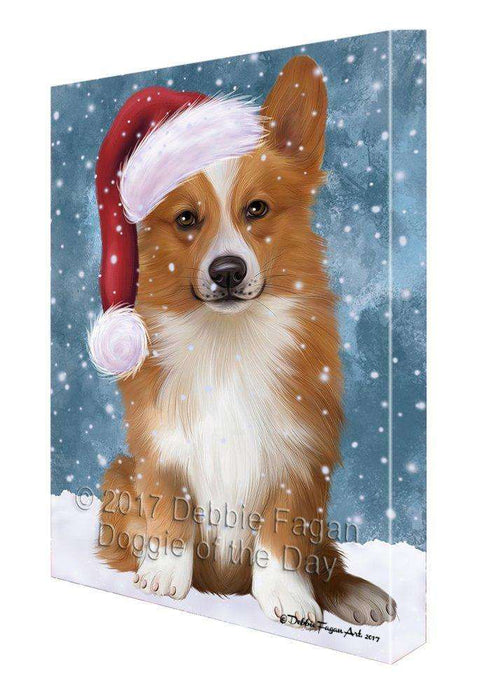 Let It Snow Christmas Happy Holidays Welsh Corgi Dog Print on Canvas Wall Art CVS711