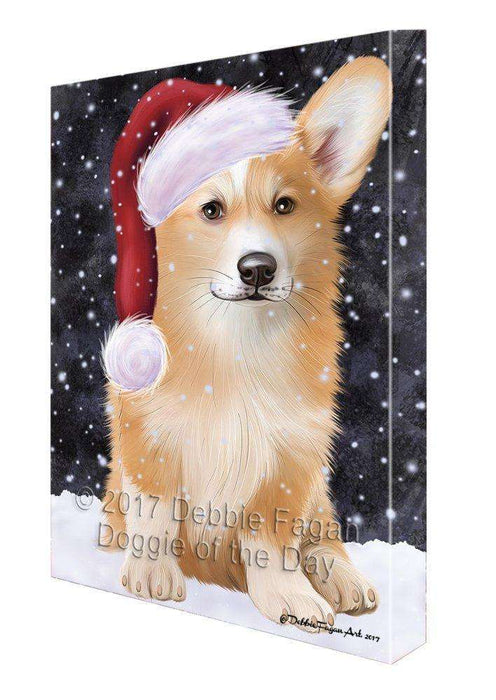 Let It Snow Christmas Happy Holidays Welsh Corgi Dog Print on Canvas Wall Art CVS720