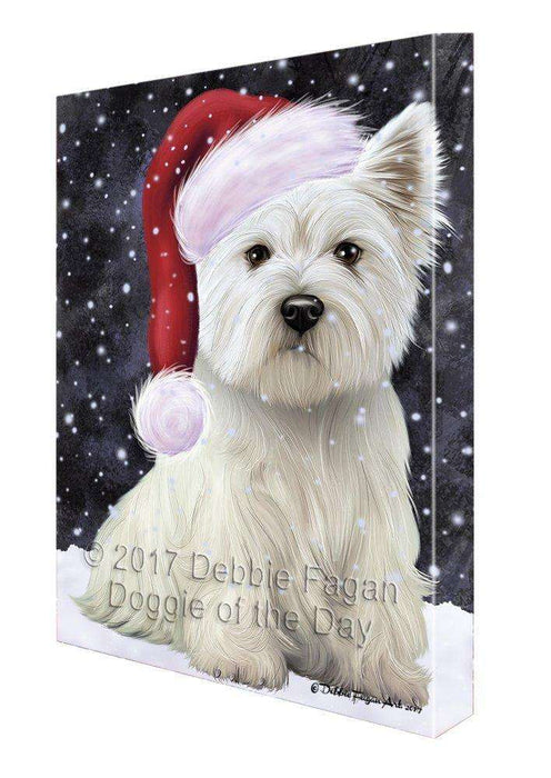 Let It Snow Christmas Happy Holidays West Highland White Terrier Dog Print on Canvas Wall Art CVS738