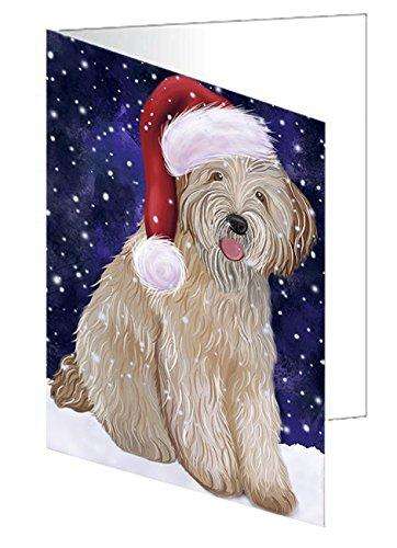 Let It Snow Christmas Happy Holidays Wheaten Terrier Dog Handmade Artwork Assorted Pets Greeting Cards and Note Cards with Envelopes for All Occasions and Holiday Seasons GCD1015