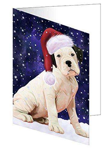 Let It Snow Christmas Happy Holidays White Boxer Dog Handmade Artwork Assorted Pets Greeting Cards and Note Cards with Envelopes for All Occasions and Holiday Seasons GCD1025