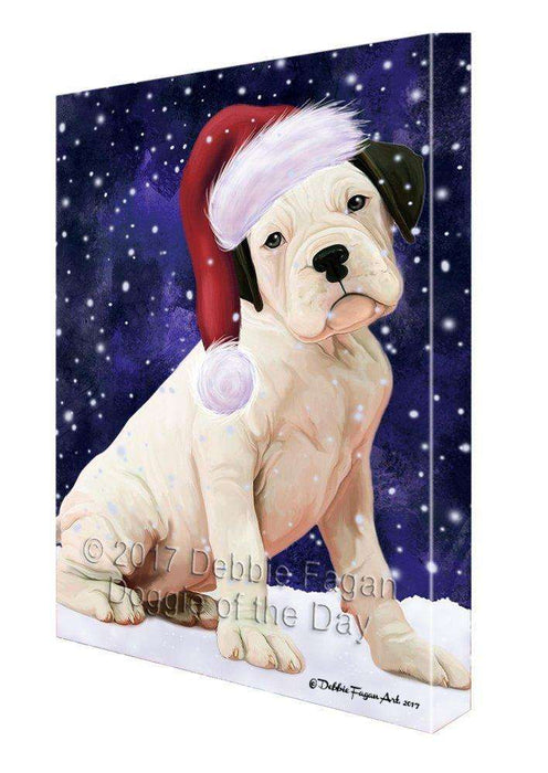 Let It Snow Christmas Happy Holidays White Boxer Dog Print on Canvas Wall Art CVS765