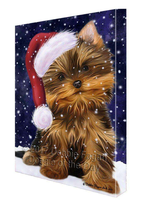 Let It Snow Christmas Happy Holidays Yorkshire Terrier Dog Print on Canvas Wall Art CVS792