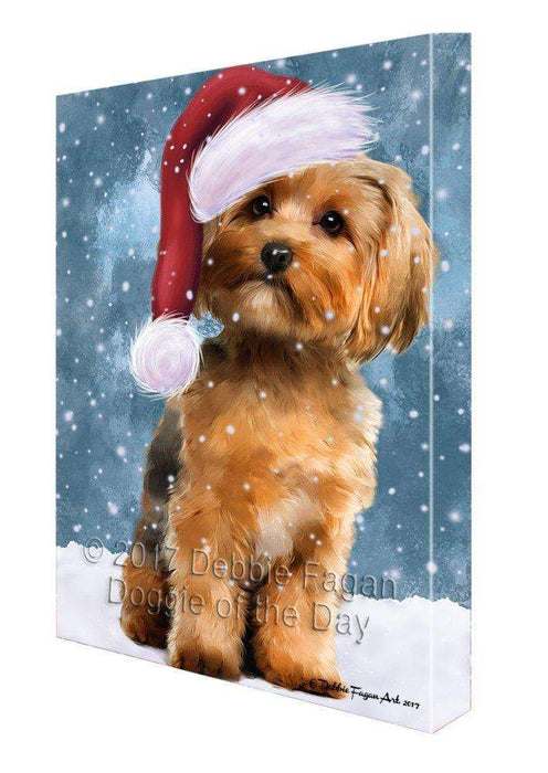 Let It Snow Christmas Happy Holidays Yorkshire Terrier Unsigned Dog Print on Canvas Wall Art CVS774