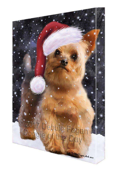 Let It Snow Christmas Happy Holidays Yorkshire Terrier Unsigned Dog Print on Canvas Wall Art CVS783