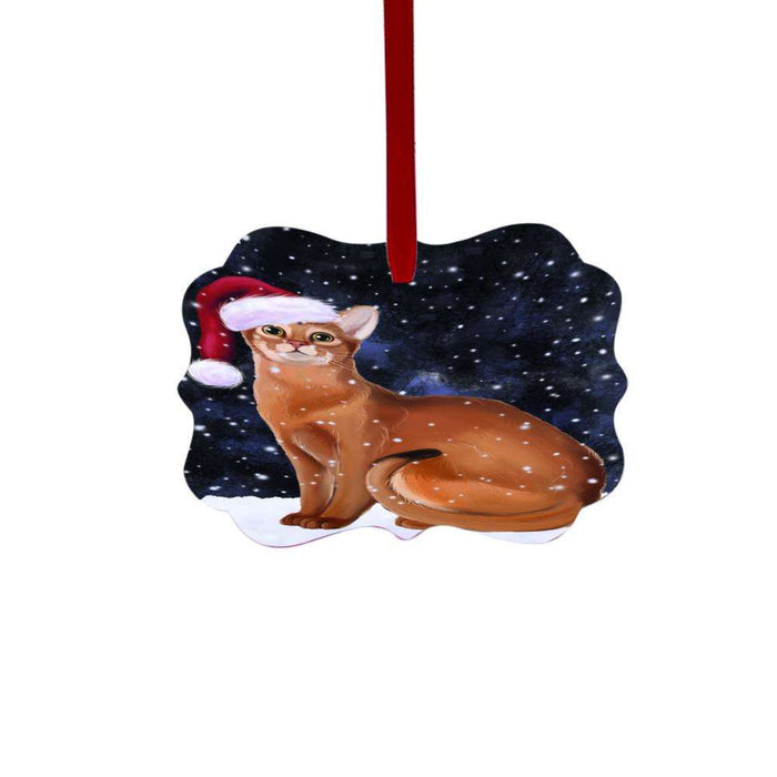 Let it Snow Christmas Holiday Abyssinian Cat Double-Sided Photo Benelux Christmas Ornament LOR48373