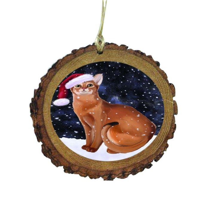 Let it Snow Christmas Holiday Abyssinian Cat Wooden Christmas Ornament WOR48373