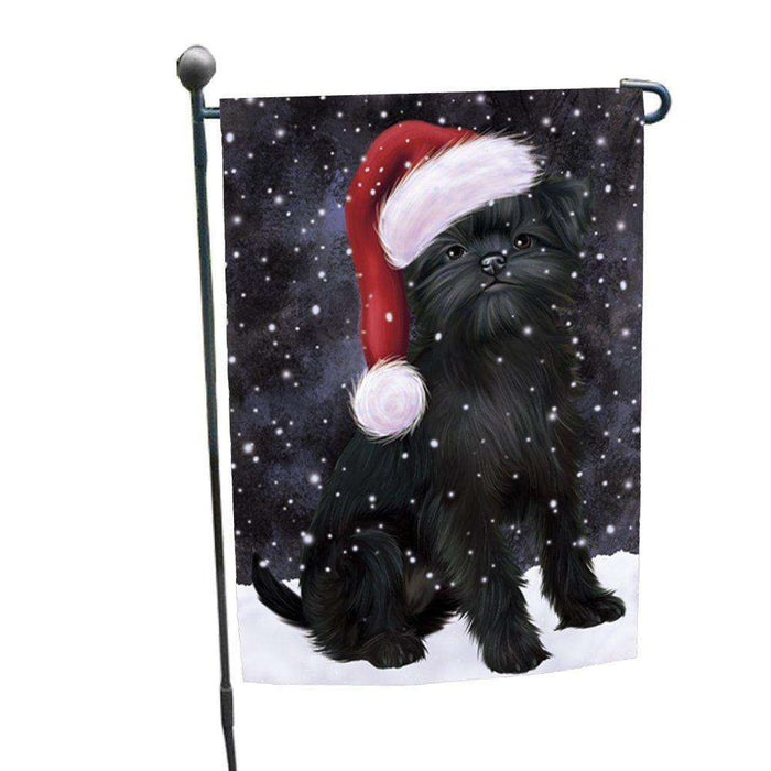 Let it Snow Christmas Holiday Affenpinscher Dog Wearing Santa Hat Garden Flag