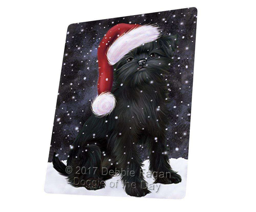 Let it Snow Christmas Holiday Affenpinscher Dog Wearing Santa Hat Large Refrigerator / Dishwasher Magnet D052