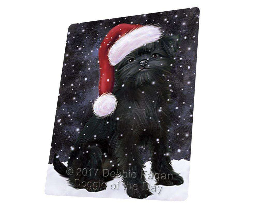 Let It Snow Christmas Holiday Affenpinscher Dog Wearing Santa Hat Magnet Mini (3.5" x 2")