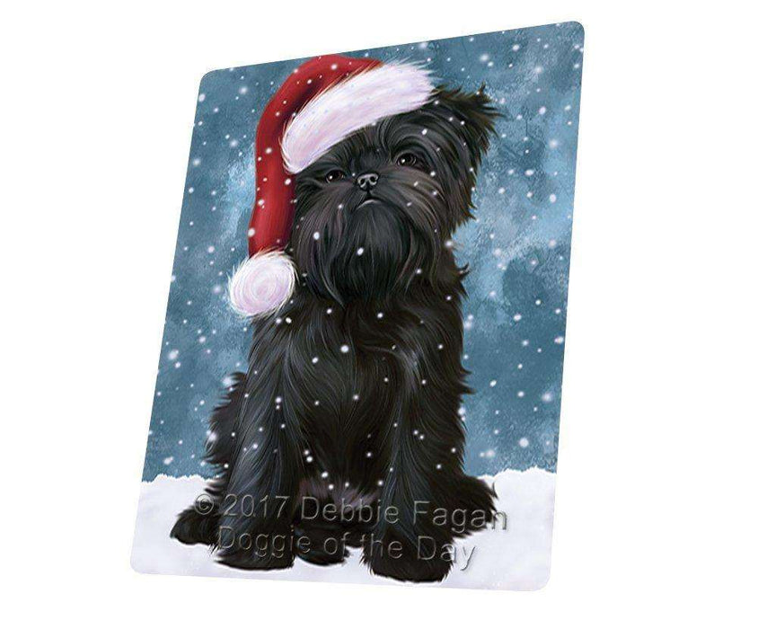 Let it Snow Christmas Holiday Affenpinscher Dog Wearing Santa Hat Tempered Cutting Board