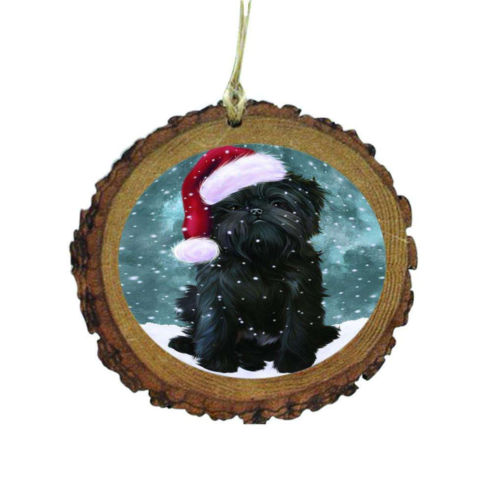 Let it Snow Christmas Holiday Affenpinscher Dog Wooden Christmas Ornament WOR48376