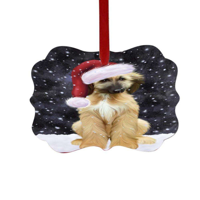 Let it Snow Christmas Holiday Afghan Hound Dog Double-Sided Photo Benelux Christmas Ornament LOR48906