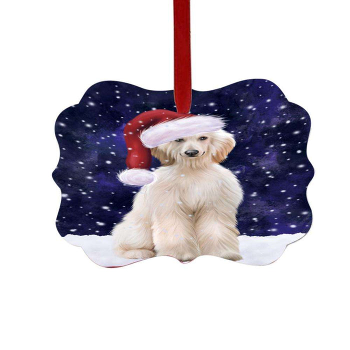 Let it Snow Christmas Holiday Afghan Hound Dog Double-Sided Photo Benelux Christmas Ornament LOR48907