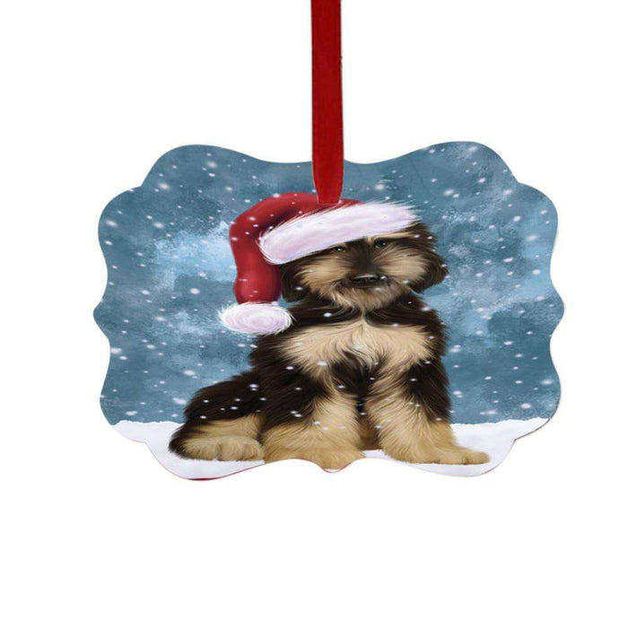 Let it Snow Christmas Holiday Afghan Hound Dog Double-Sided Photo Benelux Christmas Ornament LOR48908