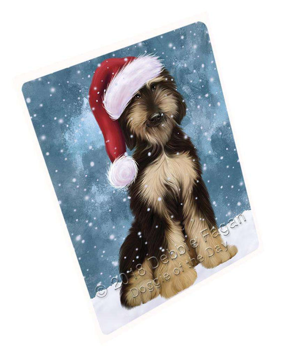 Let it Snow Christmas Holiday Afghan Hound Dog Wearing Santa Hat Blanket BLNKT105744