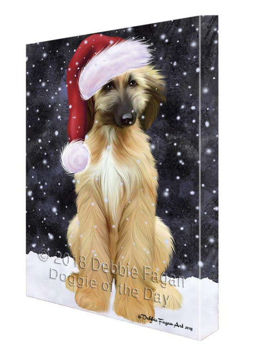 Let it Snow Christmas Holiday Afghan Hound Dog Wearing Santa Hat Canvas Print Wall Art Décor CVS106235