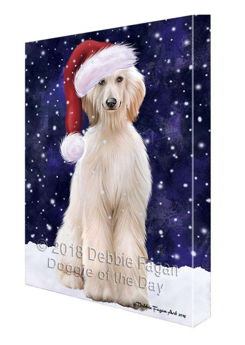 Let it Snow Christmas Holiday Afghan Hound Dog Wearing Santa Hat Canvas Print Wall Art Décor CVS106244