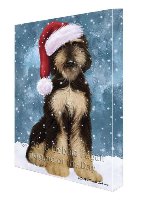 Let it Snow Christmas Holiday Afghan Hound Dog Wearing Santa Hat Canvas Print Wall Art Décor CVS106253