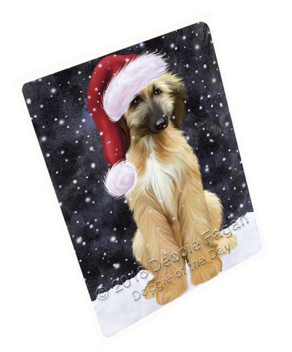 Let it Snow Christmas Holiday Afghan Hound Dog Wearing Santa Hat Large Refrigerator / Dishwasher Magnet RMAG86472
