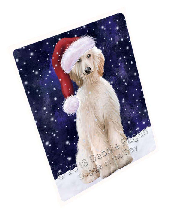 Let it Snow Christmas Holiday Afghan Hound Dog Wearing Santa Hat Large Refrigerator / Dishwasher Magnet RMAG86478