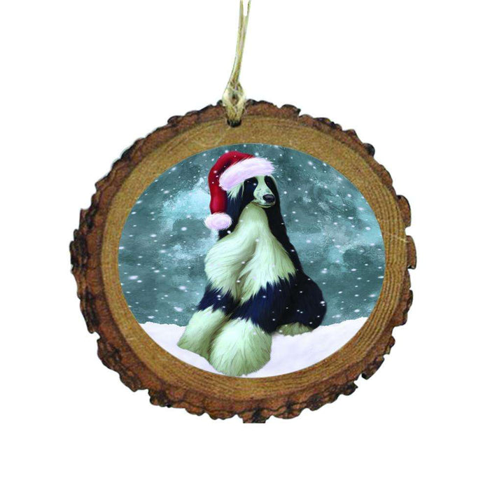 Let it Snow Christmas Holiday Afghan Hound Dog Wooden Christmas Ornament WOR48377