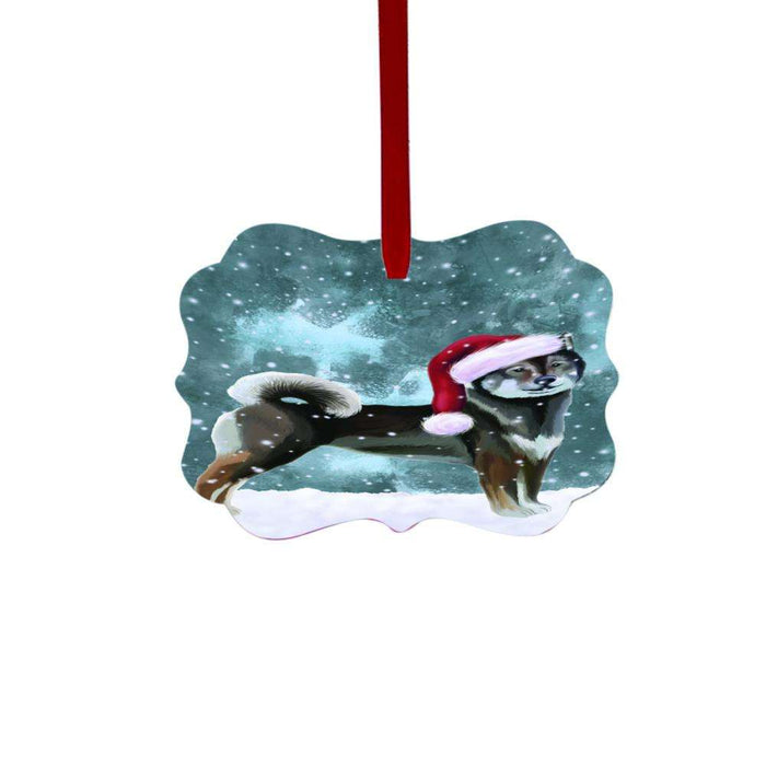 Let it Snow Christmas Holiday Aiku Dog Double-Sided Photo Benelux Christmas Ornament LOR48378