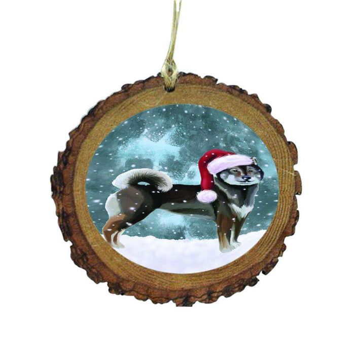Let it Snow Christmas Holiday Aiku Dog Wooden Christmas Ornament WOR48378