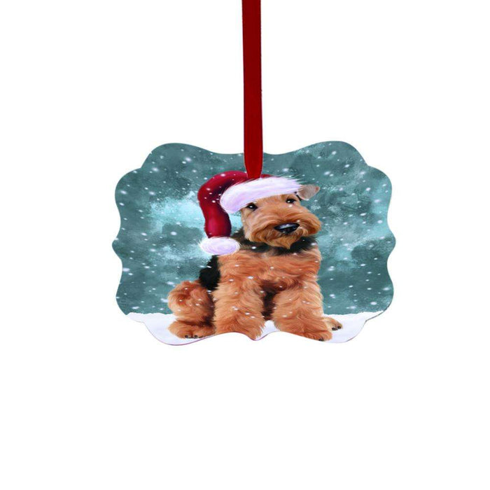 Let it Snow Christmas Holiday Airedale Dog Double-Sided Photo Benelux Christmas Ornament LOR48379