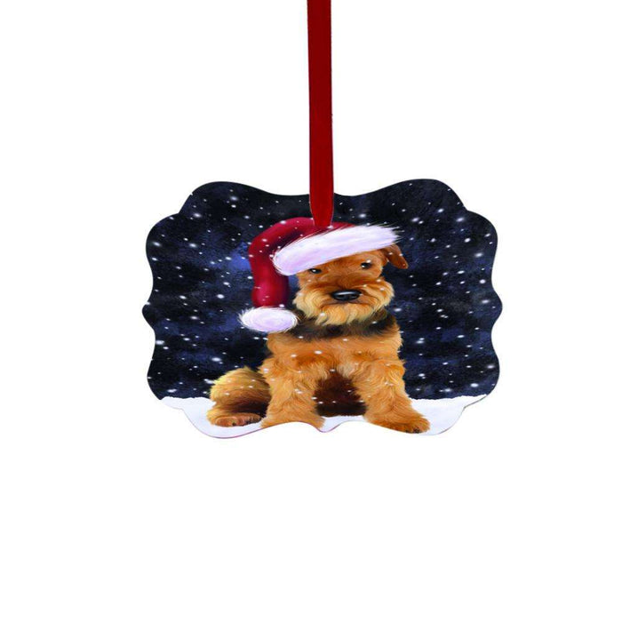 Let it Snow Christmas Holiday Airedale Dog Double-Sided Photo Benelux Christmas Ornament LOR48380