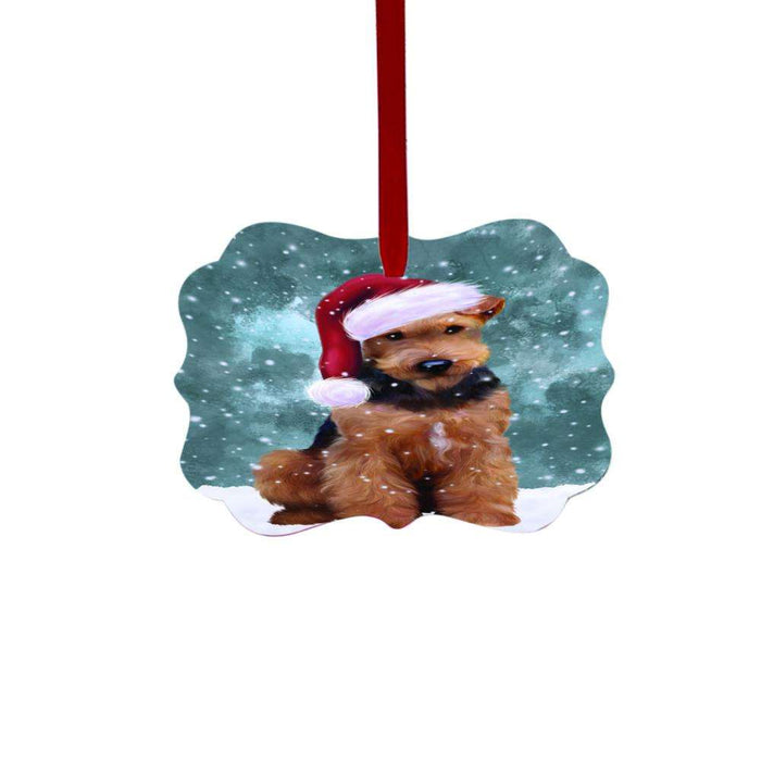 Let it Snow Christmas Holiday Airedale Dog Double-Sided Photo Benelux Christmas Ornament LOR48381