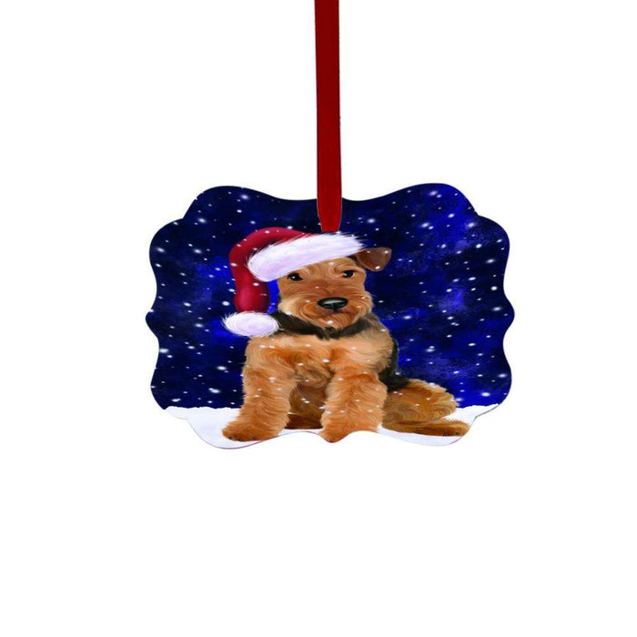Let it Snow Christmas Holiday Airedale Dog Double-Sided Photo Benelux Christmas Ornament LOR48382