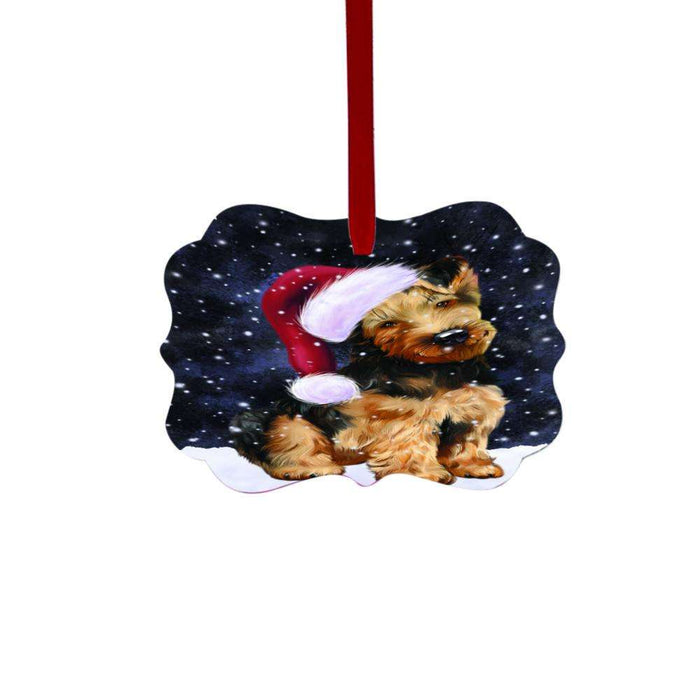 Let it Snow Christmas Holiday Airedale Dog Double-Sided Photo Benelux Christmas Ornament LOR48383