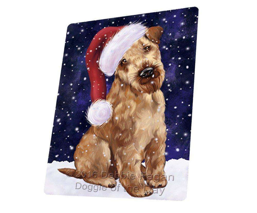 Let it Snow Christmas Holiday Airedale Dog Wearing Santa Hat Large Refrigerator / Dishwasher Magnet