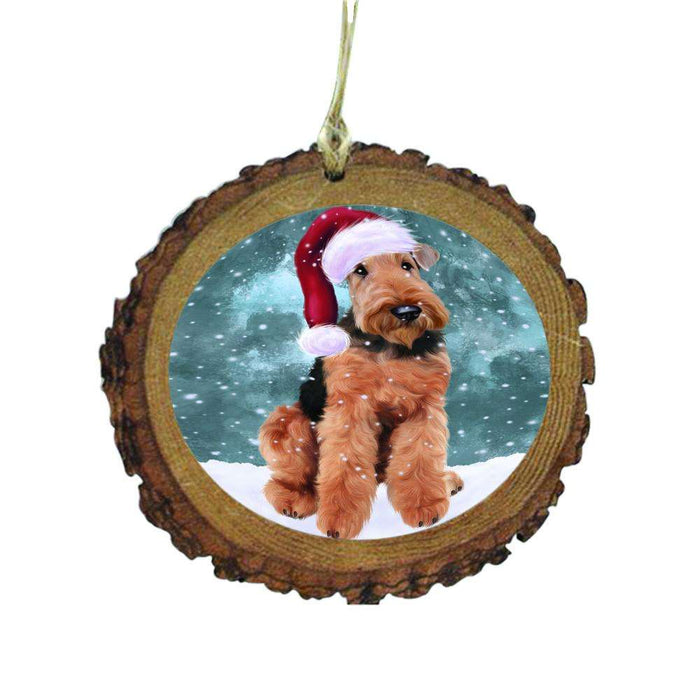 Let it Snow Christmas Holiday Airedale Dog Wooden Christmas Ornament WOR48379