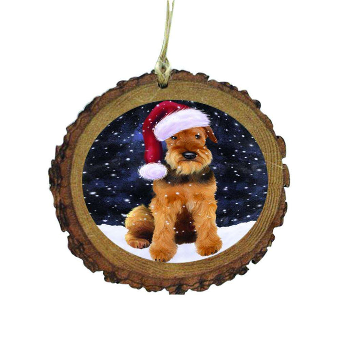 Let it Snow Christmas Holiday Airedale Dog Wooden Christmas Ornament WOR48380