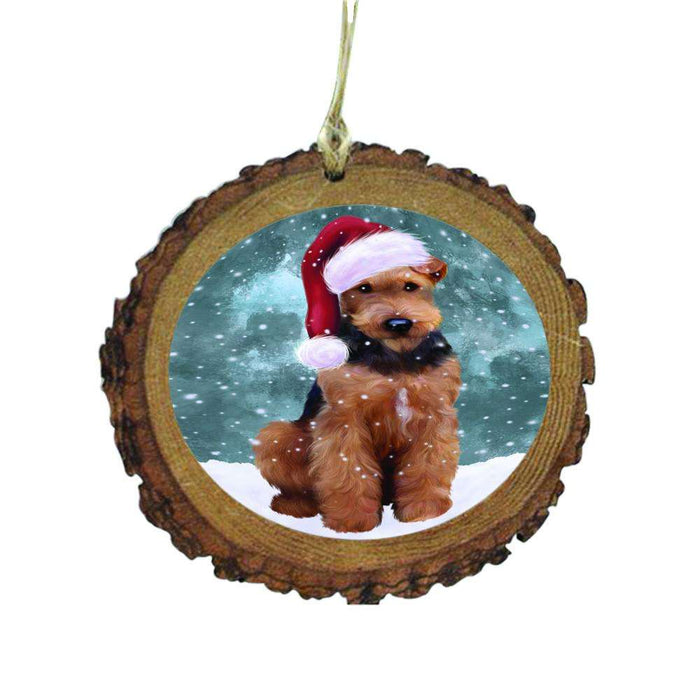 Let it Snow Christmas Holiday Airedale Dog Wooden Christmas Ornament WOR48381