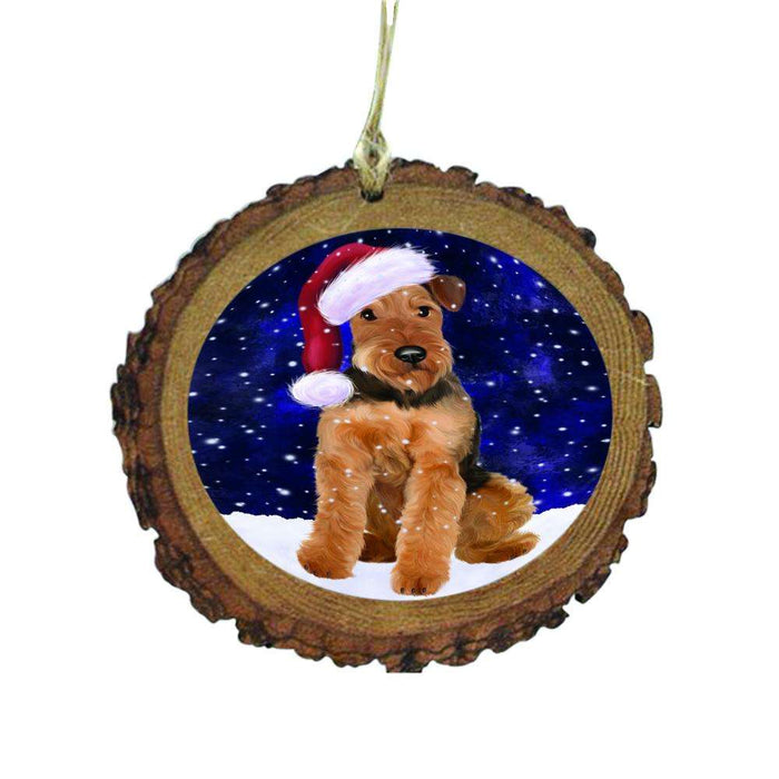 Let it Snow Christmas Holiday Airedale Dog Wooden Christmas Ornament WOR48382