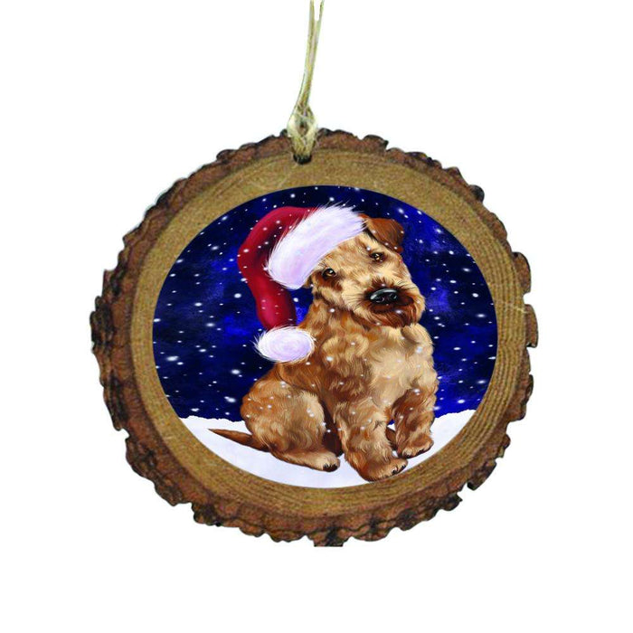 Let it Snow Christmas Holiday Airedale Dog Wooden Christmas Ornament WOR48384