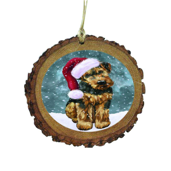Let it Snow Christmas Holiday Airedale Dog Wooden Christmas Ornament WOR48385
